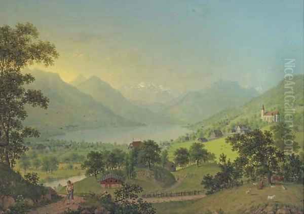 Sarnen im Canton Unterwalden Oil Painting by Johann Heinrich Bleuler I