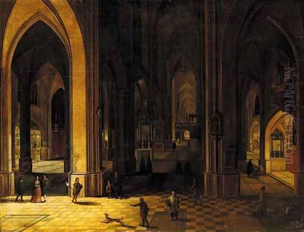 The interior of a Cathedral Oil Painting by Peeter Neefs Ii