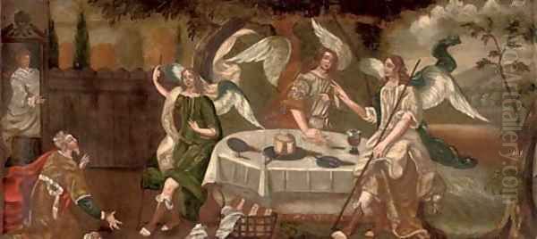 Abraham and the Three Angels Oil Painting by Hendrik Van Balen, III