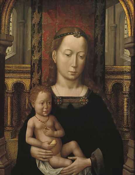 The Virgin and Child seated in a church interior Oil Painting by Master Of San Ildefonso