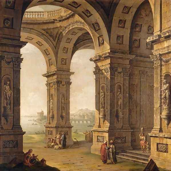 Architectural Capriccio Oil Painting by Antonio Joli