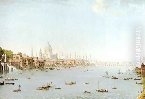 The Thames Looking Towards The City Oil Painting by Antonio Joli