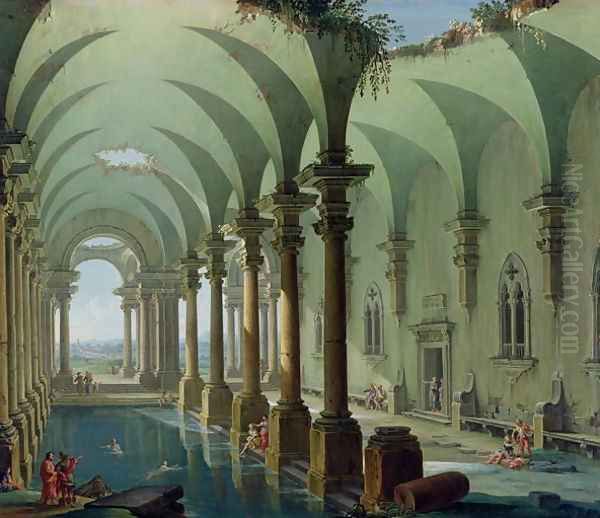 Architectural Fantasy Oil Painting by Antonio Joli