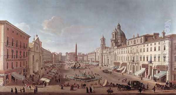 Piazza Navona Roma Oil Painting by Antonio Joli