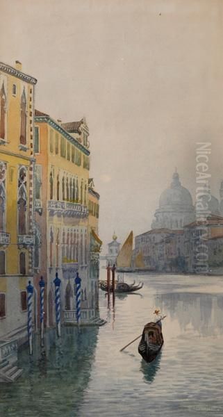 Gondola A Venezia Oil Painting by Vincenzo Caprile