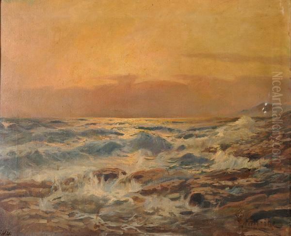 Marina Al Tramonto Oil Painting by Vincenzo Caprile