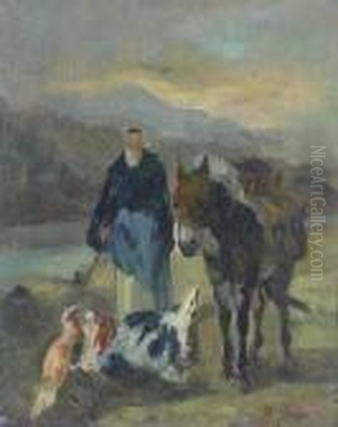 Frate Con Animali Oil Painting by Vincenzo Caprile