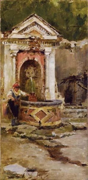 Alla Fonte Oil Painting by Vincenzo Caprile