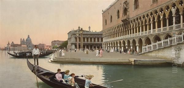 The Molo With The Doge's Palace Oil Painting by Vincenzo Caprile