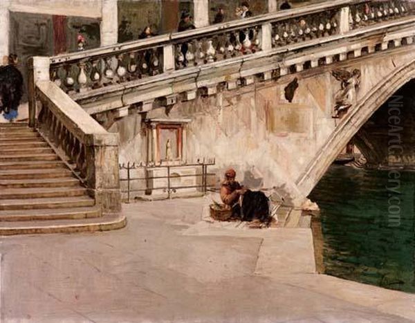 Ponte Di Rialto Oil Painting by Vincenzo Caprile