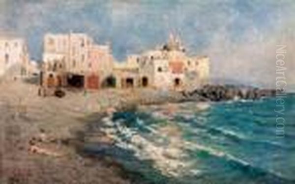 Marina A Positano Oil Painting by Vincenzo Caprile