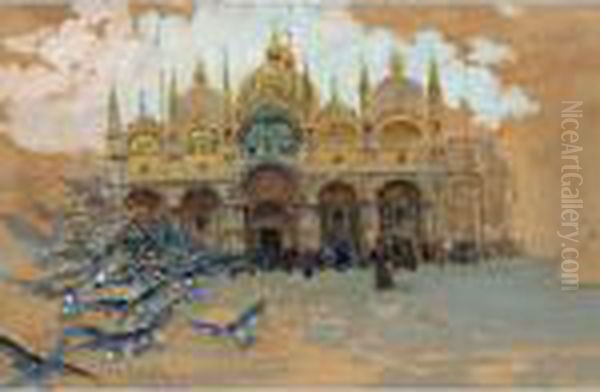 Piazza San Marco Oil Painting by Vincenzo Caprile