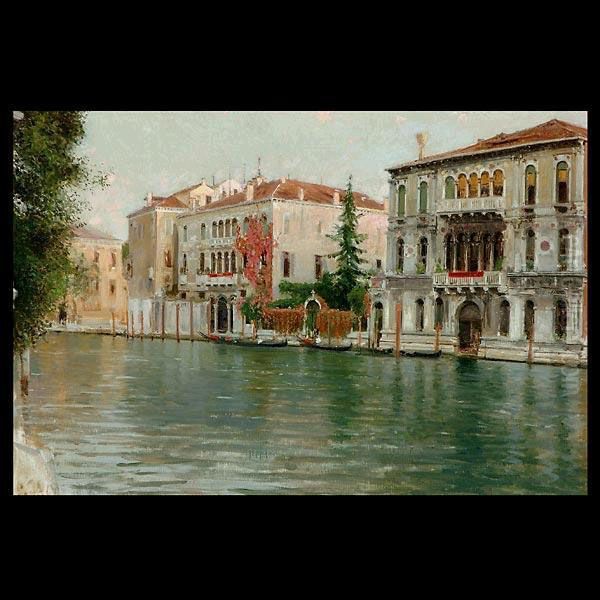 Caprile.italian . The Grand 
Canal, Venice. Oil On Canvas. 15 1/2x 23 Inches. Signed Indistinctly 
Lower Left: V. Caprile Oil Painting by Vincenzo Caprile