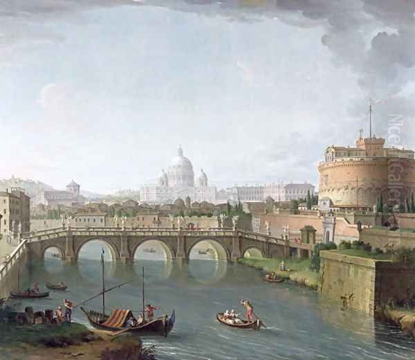 View of the Tiber Oil Painting by Antonio Joli