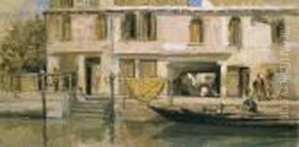 Venezia, Attracco Sul Canale Oil Painting by Vincenzo Caprile