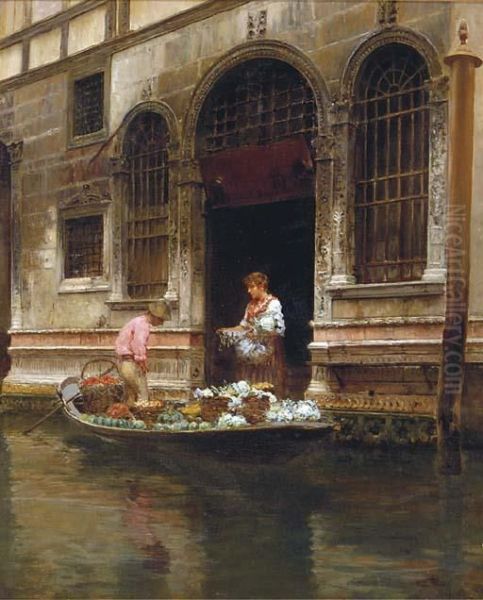 The Flower Seller Oil Painting by Vincenzo Caprile