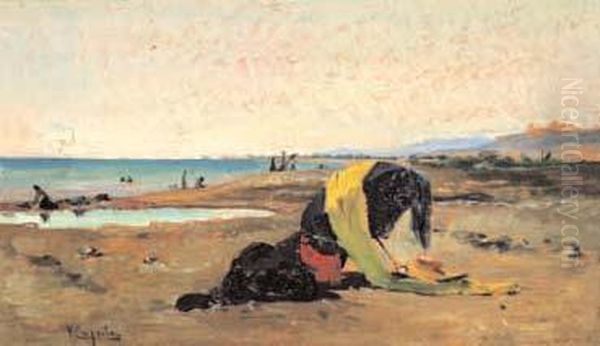 Sulla Spiaggia Oil Painting by Vincenzo Caprile