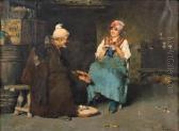 Fuoco Spento, 1880 Circa Oil Painting by Vincenzo Caprile