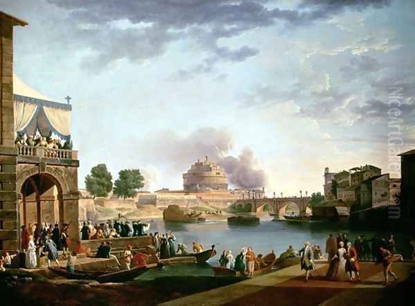 The Election of the Pope with the Castel St Angelo Rome in the background Oil Painting by Antonio Joli