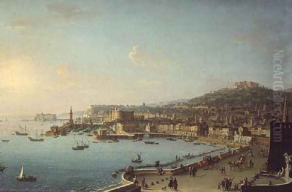 View of Naples with the Castel Nuovo Oil Painting by Antonio Joli