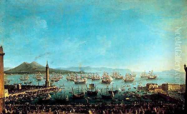 Arrival of Charles III in Naples 2 Oil Painting by Antonio Joli