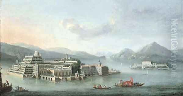 Lake Maggiore with the Isola Bella, and the Isola dei Pescatori beyond Oil Painting by Antonio Joli