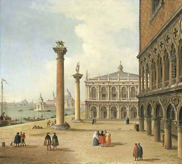 The Piazzetta and the Libreria di San Marco, Venice, Santa Maria della Salute beyond Oil Painting by Antonio Joli