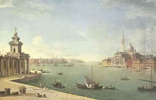 Venice the Bacino di San Marco looking east with the Punta della Dogana and San Giorgio Maggiore from the Zattere Oil Painting by Antonio Joli