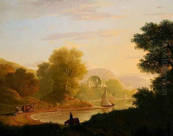 An Imaginary Coast Scene with the Temple of Venus at Baiae Oil Painting by Thomas Jones