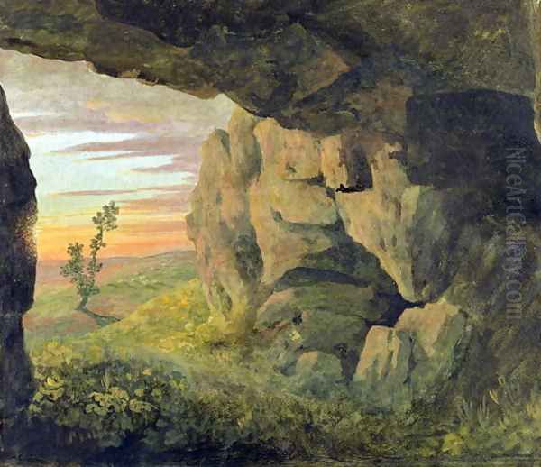 A Cavern near to St Agnese without the Porta Pia Oil Painting by Thomas Jones