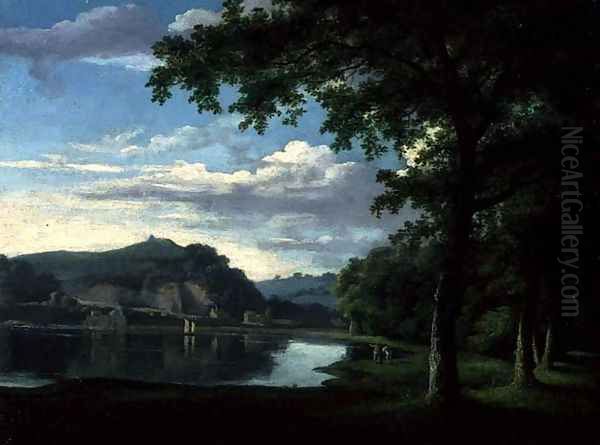 Landscape with View on the River Wye Oil Painting by Thomas Jones