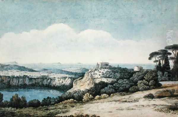 Lake Nemi and Genzano Oil Painting by Thomas Jones