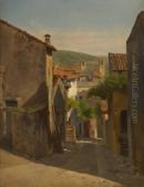 Une Rue A Marni Oil Painting by Jacques Carabain