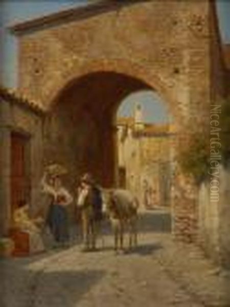 Un Coin Narini (italie) Oil Painting by Jacques Carabain