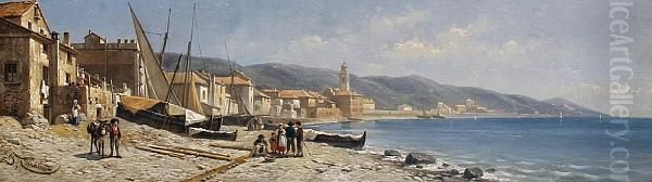 View Of Cogoleto Oil Painting by Jacques Carabain