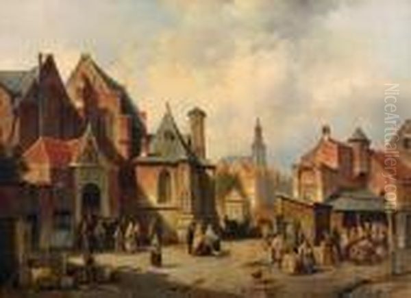 Vue D'une Ville Des Flandres Oil Painting by Jacques Carabain