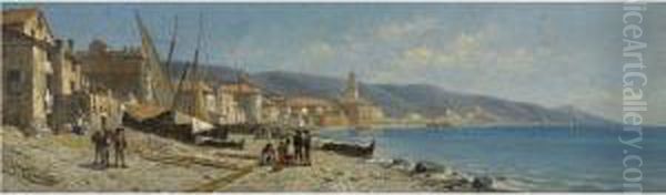 View Of Cogoleto, Liguria Oil Painting by Jacques Carabain