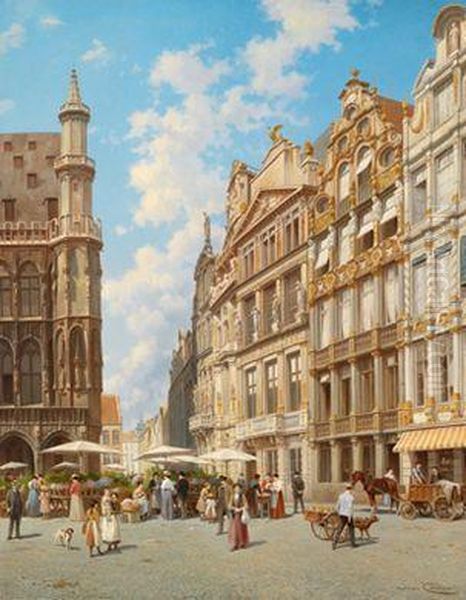 Motiv Vom Grandeplace In Brussel Oil Painting by Jacques Carabain