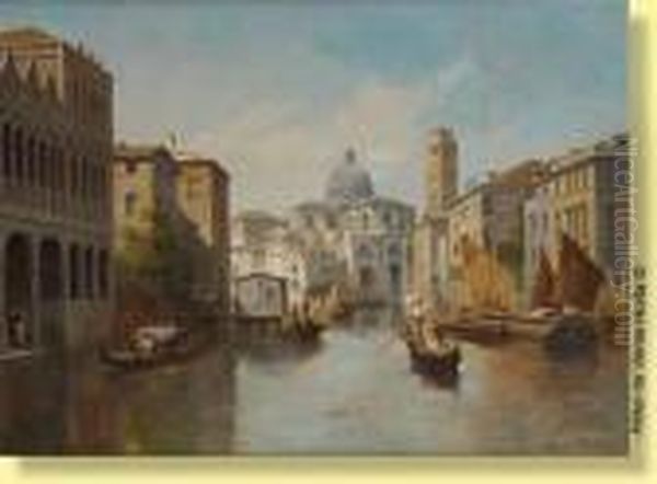 Gondoles A Venise Oil Painting by Jacques Carabain