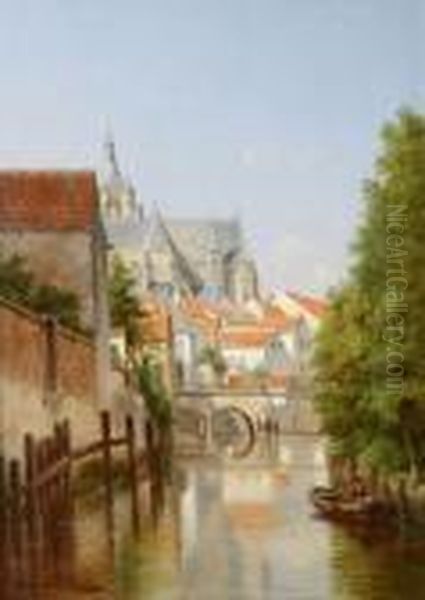 View On A Mechlin Church Oil Painting by Jacques Carabain