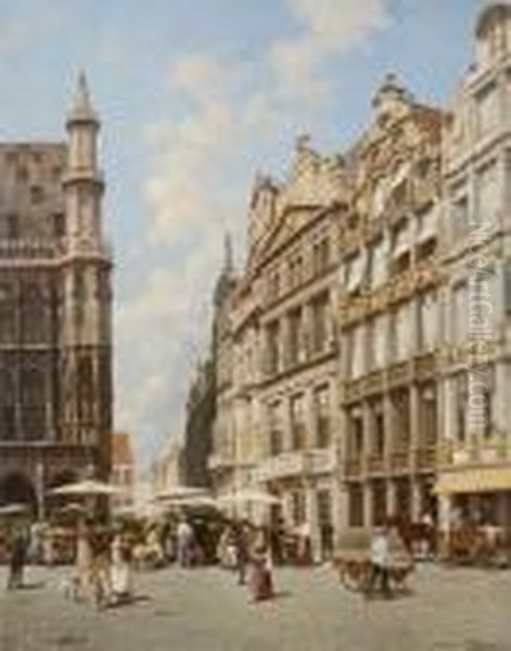 The Brussels 'grote Markt' Oil Painting by Jacques Carabain