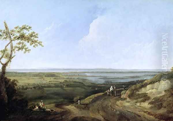 View of Portsmouth from Portsdown Hill Oil Painting by Thomas Jones