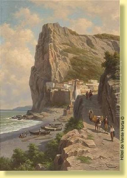 Souvenir D'amalfi (italie) Oil Painting by Jacques Carabain