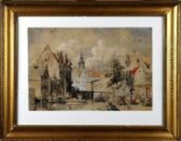 [vue De Ville] Oil Painting by Jacques Carabain