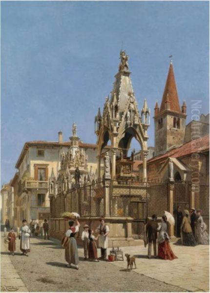 The Arche Scaligere, Verona Oil Painting by Jacques Carabain