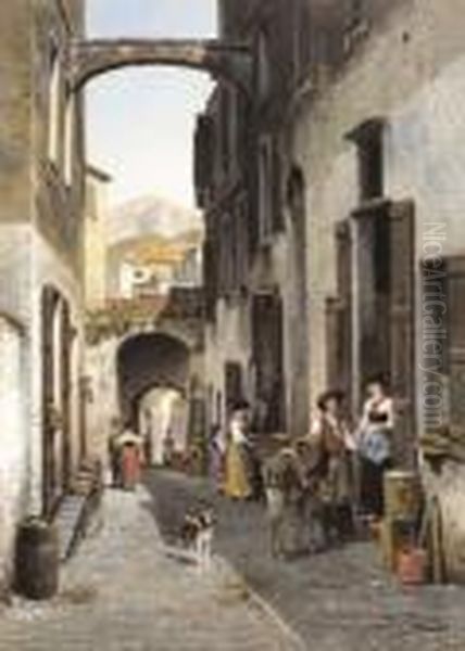 La Rue Droite A Bordighera (1910) Oil Painting by Jacques Carabain