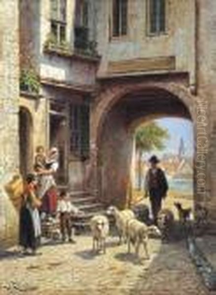 Vue De La Porte Du Main A Wertheim (1883) Oil Painting by Jacques Carabain