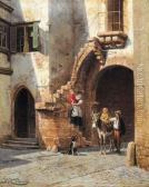 Une Vue A Rothenburg (1905) Oil Painting by Jacques Carabain