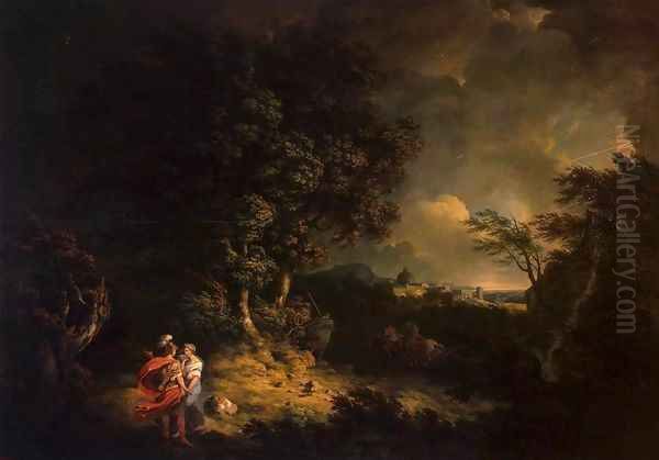 Landscape with Dido and Aeneas Oil Painting by Thomas Jones