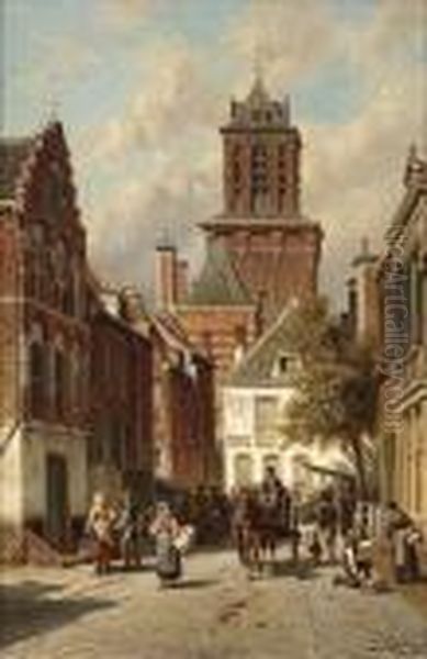 Bird Market Delft Oil Painting by Jacques Carabain